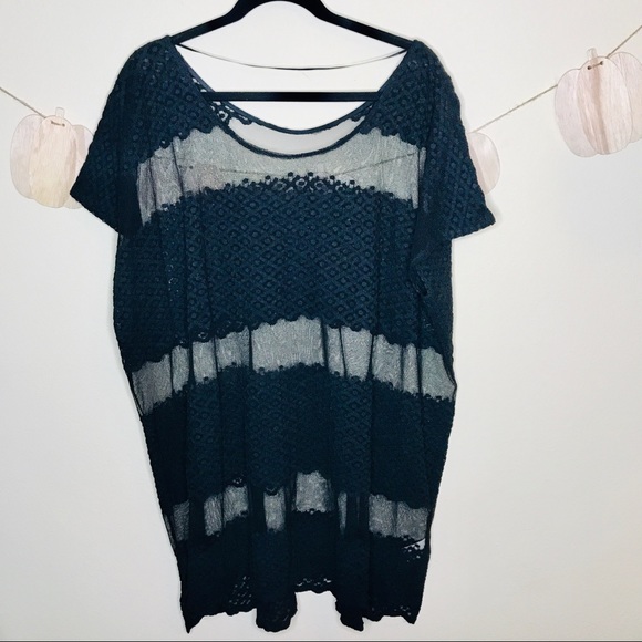 Free People Tops - Free people black open knit mesh lace tunic top